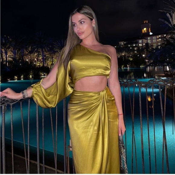 ZARA SATIN EFFECT ASYMMETRIC DRESS - Picture 5 of 13